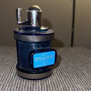 Avon Blue Glass 'The Angler' Decorative Bottle with Silver Accents 3:8